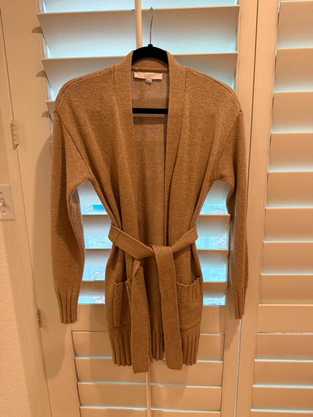 LOFT Tan Tie Waist Cardigan - Size XS